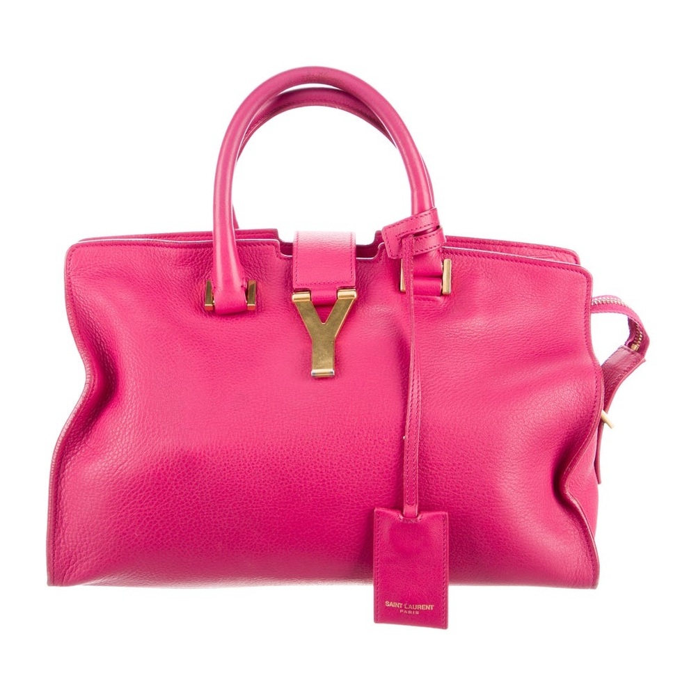 YSL Saint Laurent Classic Y Cabas Fuchsia Leather Satchel - Picture 2 of 16